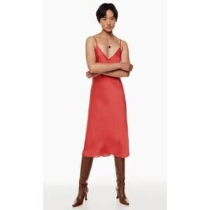 Wilfred Red Lace Trim Slip Dress Bias Cut Silky Cami Style Size Small